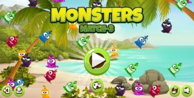 Monster Match-3 - HTML5 Game + Android + AdMob (Construct 3 Construct 2 Capx)