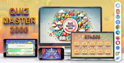 Quiz Master ( Construct 3 C3P HTML5 ) 2000 Questions Game