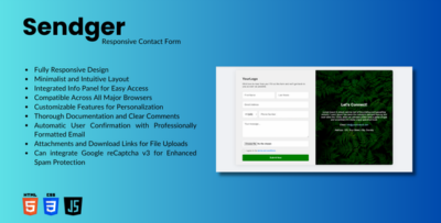 Sendger Responsive & Advanced Contact Form with File Uploader