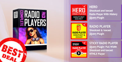 ShoutCast and IceCast HTML5 Radio Players Bundle