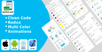 Super App - Ticket Booking Bill Pay Recharge Payment Transfer Online Payment React Native iO