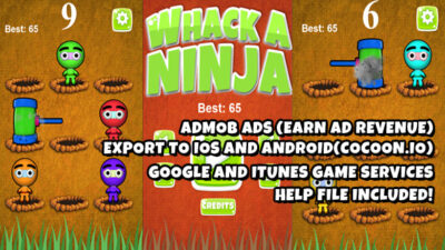 Whack A Ninja Warrior Source Code (Construct 2)