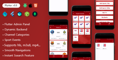 Yacine TV - Flutter Live Streaming & Sport Events App With Flutter Admin Panel