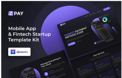 iZPAY - Mobile App & Fintech Startup Elementor Template Kit