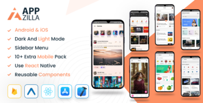 AppZilla - Mobile React Native Expo UI KIT Elements Android + iOS