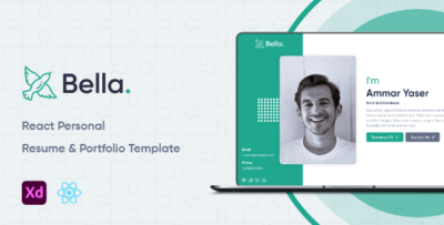 Bella React Personal Resume & Portfolio System