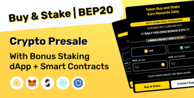 Buy & Stake BEP20 Crypto Presale With Bonus Staking dApp + Smart Contracts