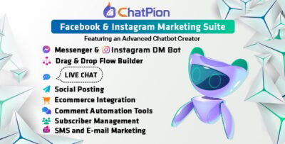 ChatPion AI Chatbot for Facebook, Instagram, eCommerce, SMSEmail & Social Media Marketing (SaaS)