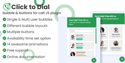 Click to dial - bubble & buttons for call JavaScript plugin