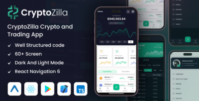 CryptoZilla - React Native Expo Cryptocurrency Mobile App Template