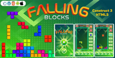 Falling Blocks Game (Construct 3 C3P HTML5) Advanced Game