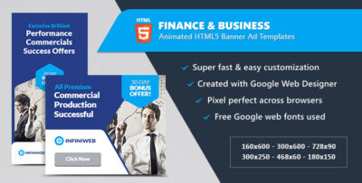 Finance & Business Banner Ads - HTML5 Animated GWD