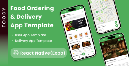 Food Ordering App Template in React Native Food Delivery App User App & Delivery App Foody