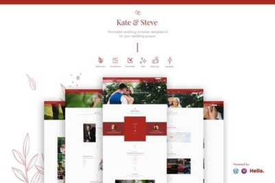 Kate & Steve - Wedding Invitation Elementor Template Kit