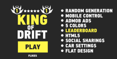 King Of Drift - HTML5 game, mobile, ADS possible, leaderboard, construct 3