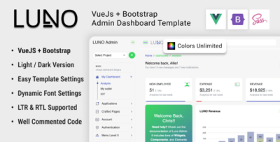 LUNO VueJs + Bootstrap Admin Dashboard Template