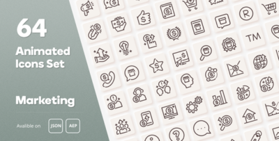 Marketing Animated Icons Set - Wordpress Lottie JSON SVG