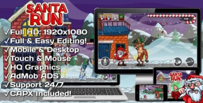 Santa Run - HTML5 Game + Mobile Version! (Construct 3 Construct 2 Capx)