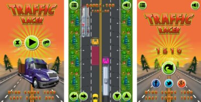 Traffic Racer - HTML5 Game + Mobile Version + AdMob! (Construct 3 Construct 2 Capx)