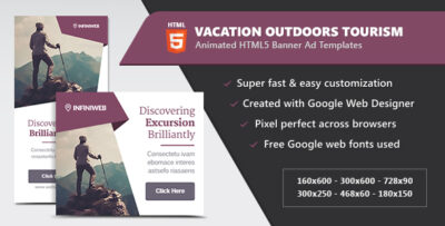 Vacation Outdoors Tourism - HTML5 Banner Ad Templates