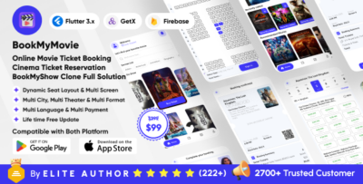 BookMyMovie - Online Movie Ticket Booking - Cinema Ticket Reservation BookMyShow Clone Full Solution