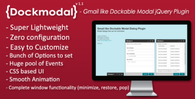 Dockmodal -Gmail like Dockable Modal Dialog Plugin