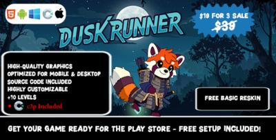 Dusk Runner - Construct 3 Game (HTML5, AdMob, C3P)