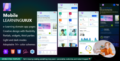 Mobile LearningUIUX Online Courses and e-Learning Bootstrap 5 Mobile HTML Template