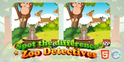 Spot the Difference - Zoo Detectives - HTML5 Game - Construct 3