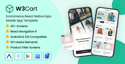 W3Cart - Ecommerce React Native Expo Mobile App Template